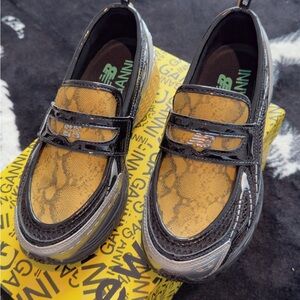 Ganni x New Balance Black and Yellow Loafers
